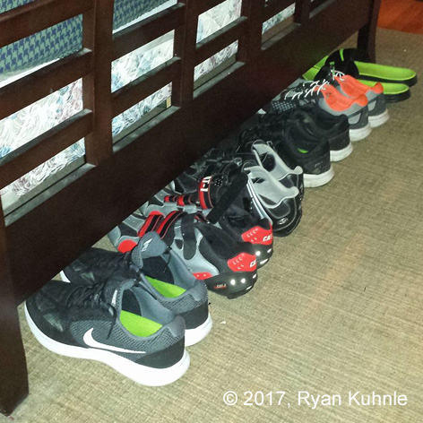 Several pairs of shoes are required for multi-sport training